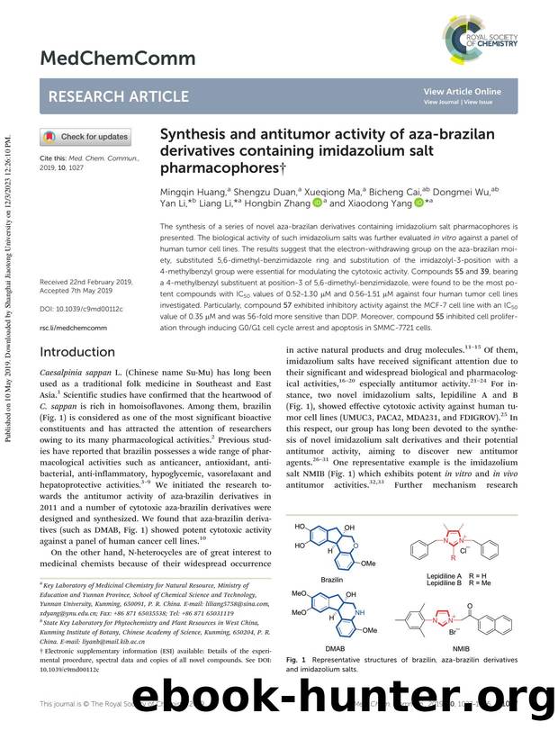 Synthesis and antitumor activity of aza-brazilan derivatives containing imidazolium salt pharmacophores by unknow