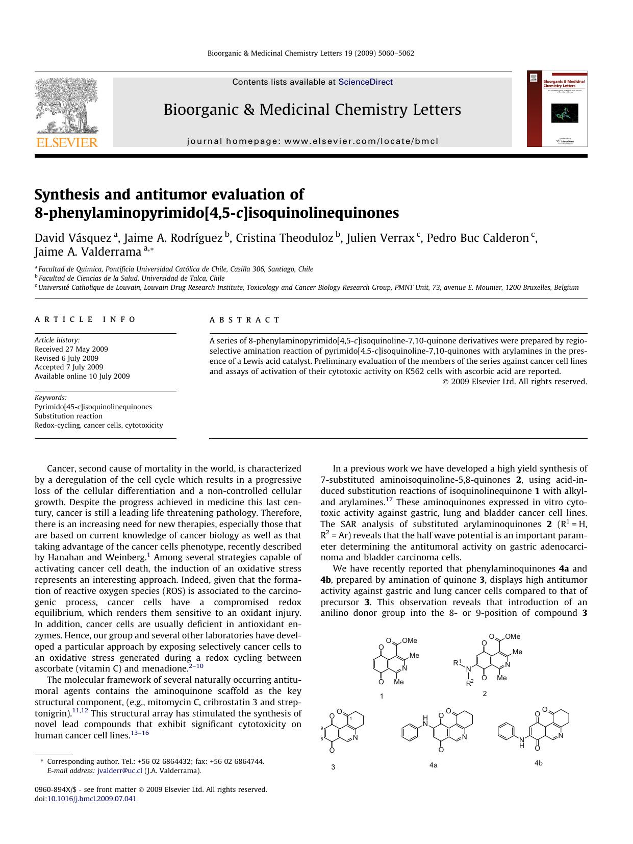 Synthesis and antitumor evaluation of 8-phenylaminopyrimido[4,5-c]isoquinolinequinones by unknow