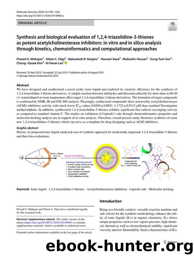 Synthesis and biological evaluation of 1,2,4-triazolidine-3-thiones as potent acetylcholinesterase inhibitors: in vitro and in silico analysis through kinetics, chemoinformatics an by unknow