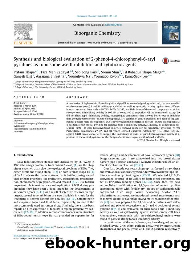 Synthesis and biological evaluation of 2-phenol-4-chlorophenyl-6-aryl pyridines as topoisomerase II inhibitors and cytotoxic agents by unknow