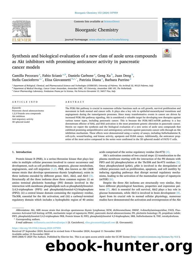 Synthesis and biological evaluation of a new class of azole urea compounds as Akt inhibitors with promising anticancer activity in pancreatic cancer models by unknow