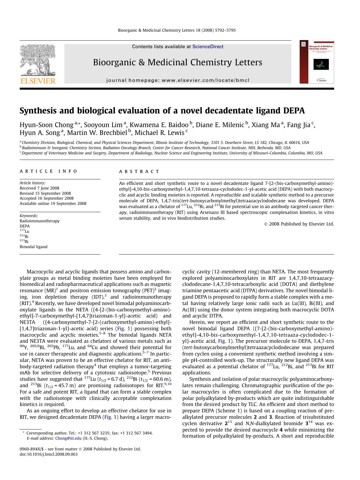 Synthesis and biological evaluation of a novel decadentate ligand DEPA by unknow