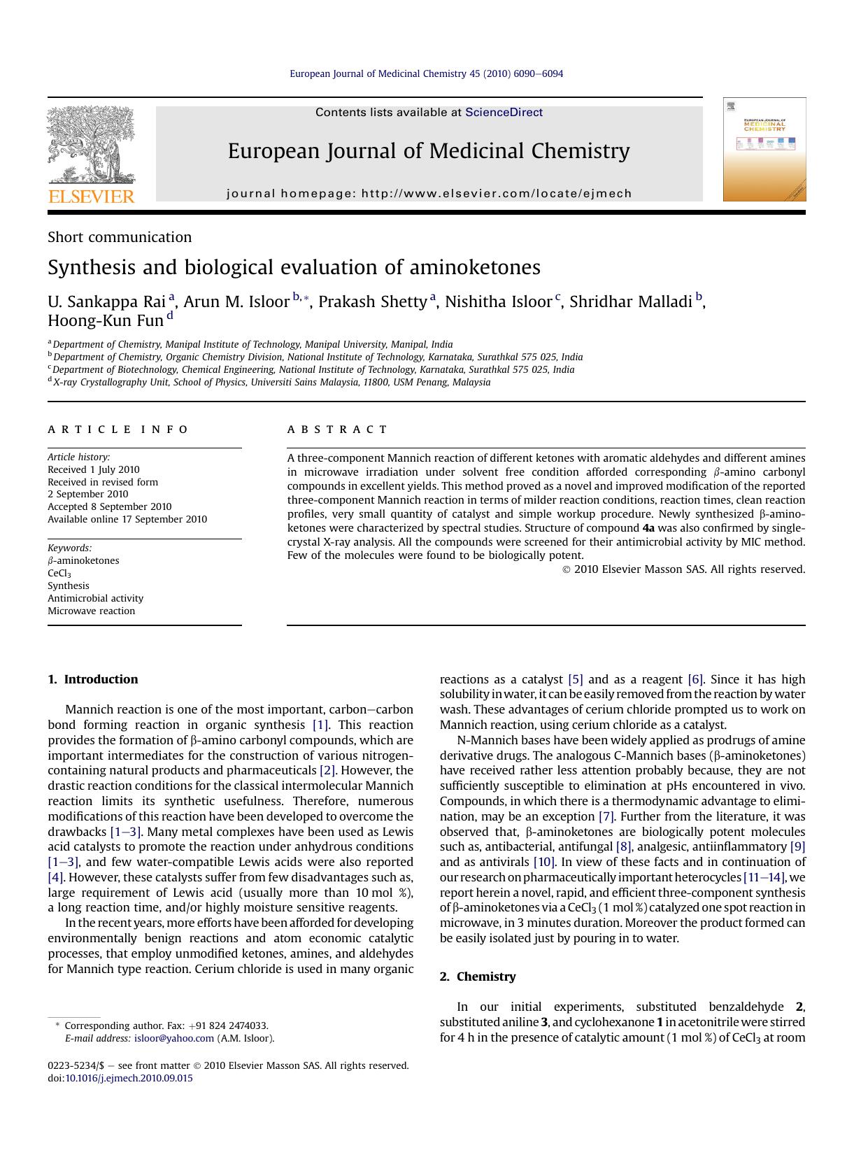 Synthesis and biological evaluation of aminoketones by unknow