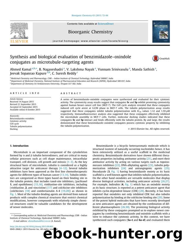 Synthesis and biological evaluation of benzimidazoleÃ¢â¬âoxindole conjugates as microtubule-targeting agents by unknow