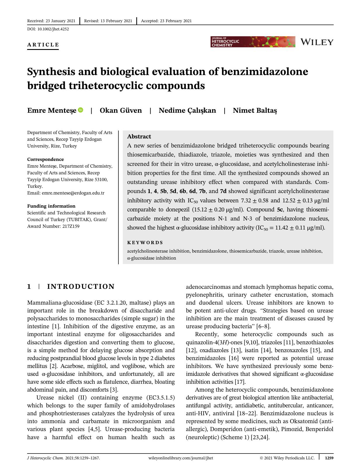 Synthesis and biological evaluation of benzimidazolone bridged triheterocyclic compounds by Unknown