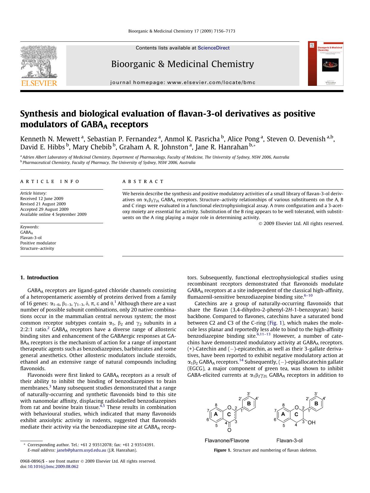 Synthesis and biological evaluation of flavan-3-ol derivatives as positive modulators of GABAA receptors by unknow