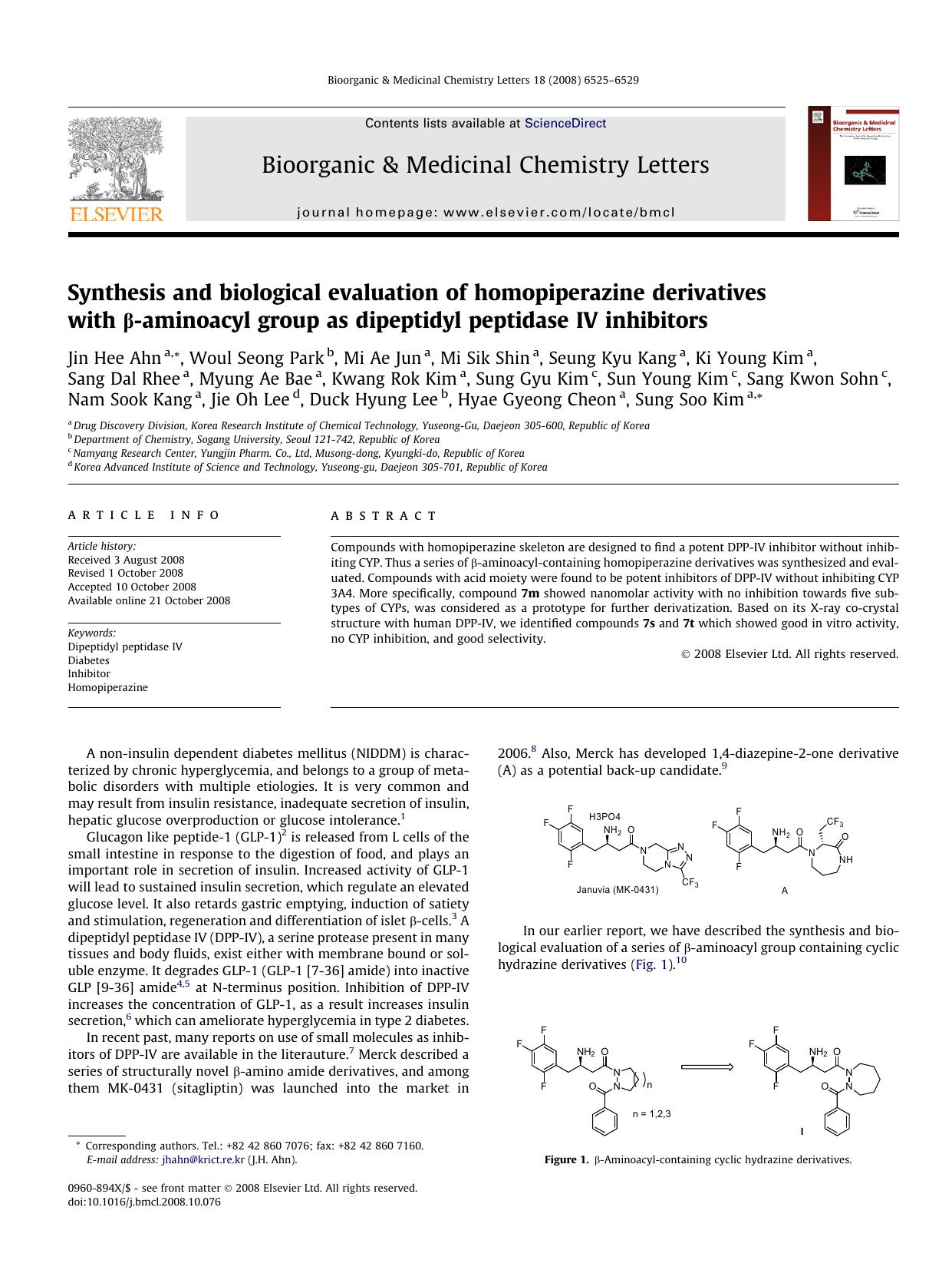 Synthesis and biological evaluation of homopiperazine derivatives with Î²-aminoacyl group as dipeptidyl peptidase IV inhibitors by unknow