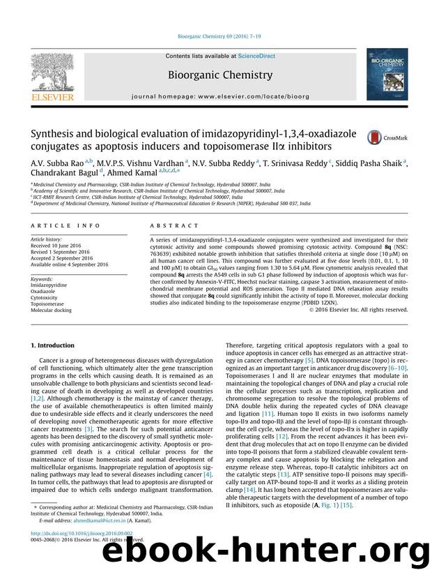 Synthesis and biological evaluation of imidazopyridinyl-1,3,4-oxadiazole conjugates as apoptosis inducers and topoisomerase IIÃÂ± inhibitors by unknow