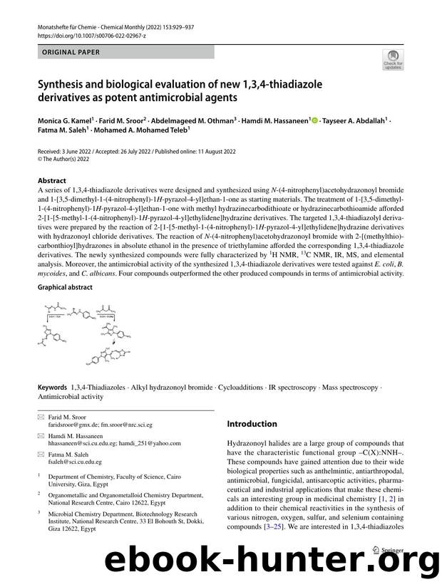 Synthesis and biological evaluation of new 1,3,4-thiadiazole derivatives as potent antimicrobial agents by unknow