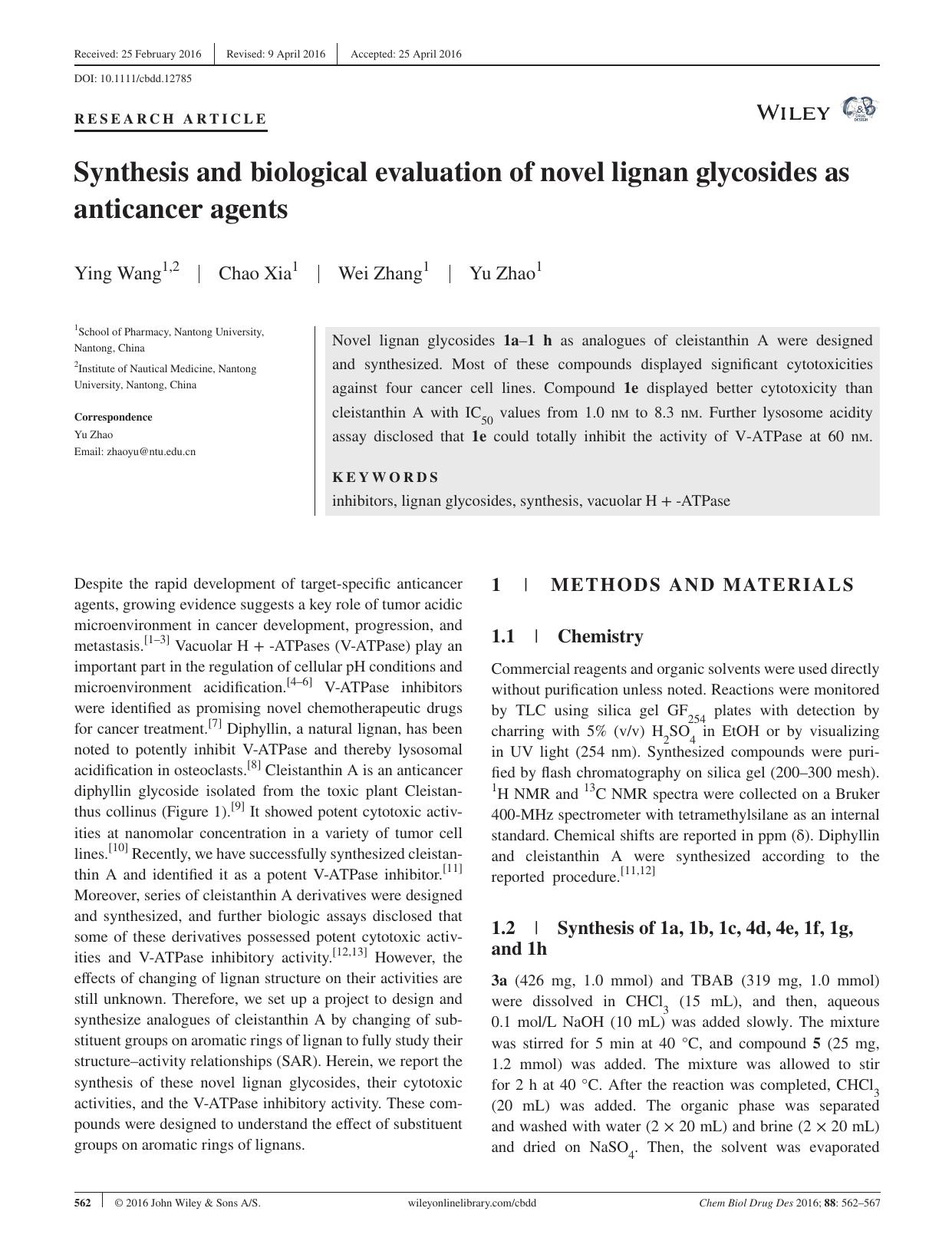 Synthesis and biological evaluation of novel lignan glycosides as anticancer agents by unknow