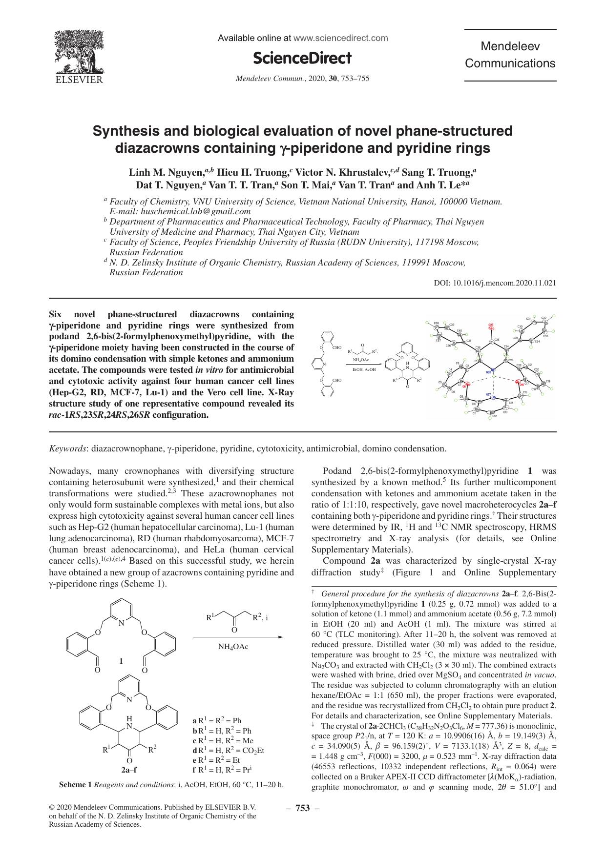 Synthesis and biological evaluation of novel phane-structured diazacrowns containing Î³-piperidone and pyridine rings by unknow