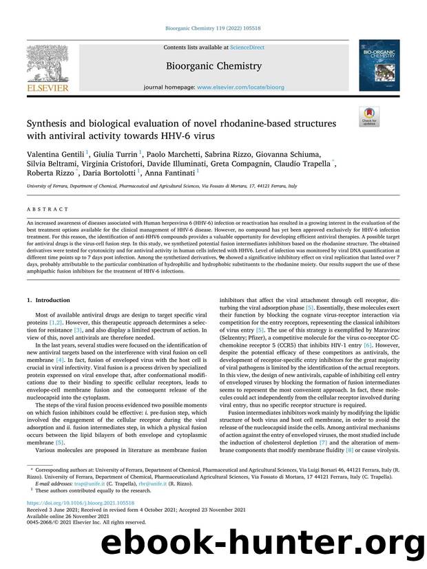 Synthesis and biological evaluation of novel rhodanine-based structures with antiviral activity towards HHV-6 virus by unknow