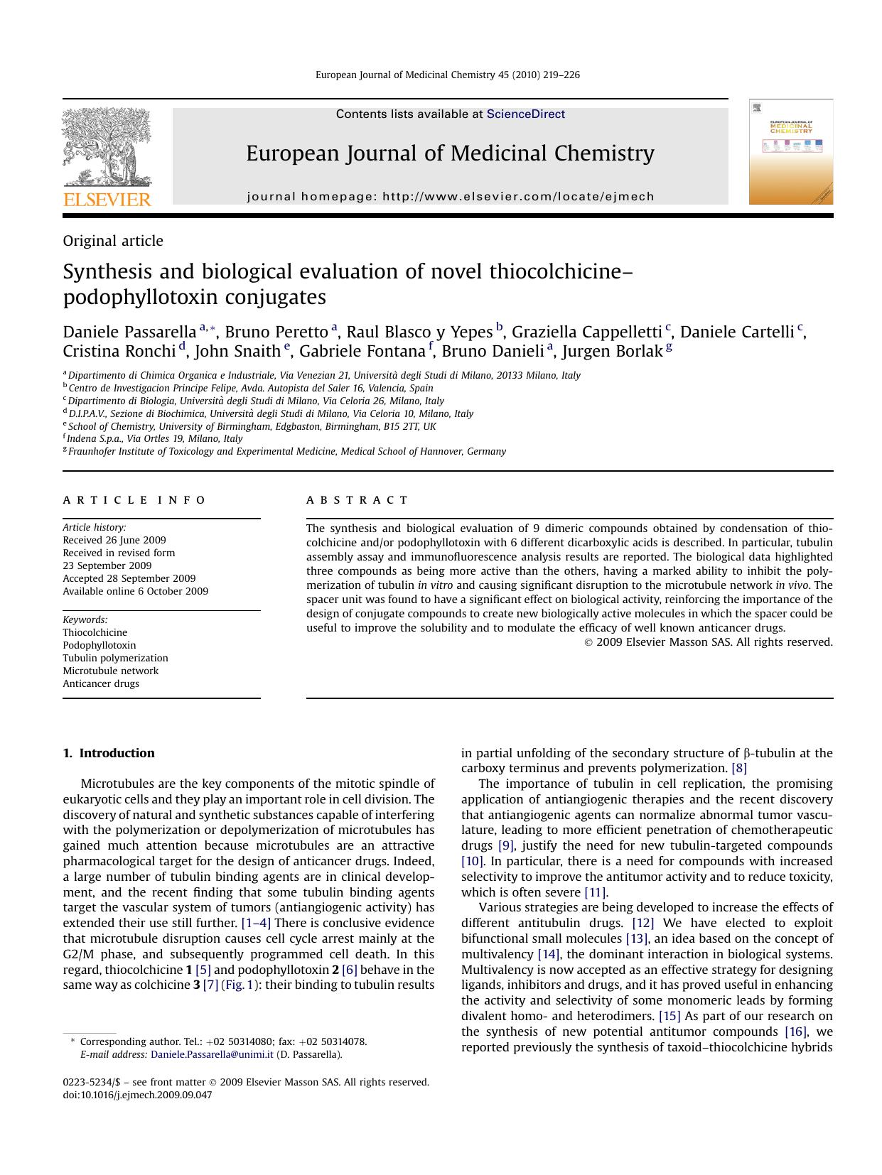 Synthesis and biological evaluation of novel thiocolchicine-podophyllotoxin conjugates by unknow