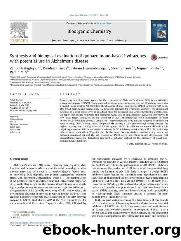 Synthesis and biological evaluation of quinazolinone-based hydrazones with potential use in AlzheimerÃ¢â¬â¢s disease by unknow