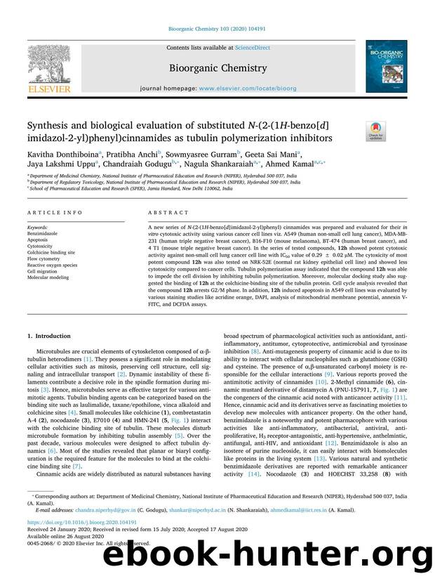 Synthesis and biological evaluation of substituted N-(2-(1H-benzo[d]imidazol-2-yl)phenyl)cinnamides as tubulin polymerization inhibitors by unknow
