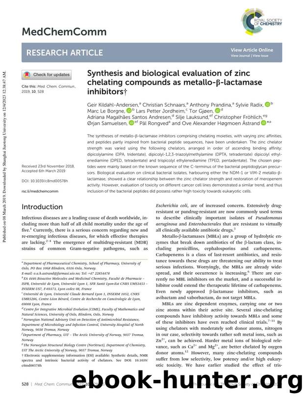 Synthesis and biological evaluation of zinc chelating compounds as metallo-Î²-lactamase inhibitors by unknow