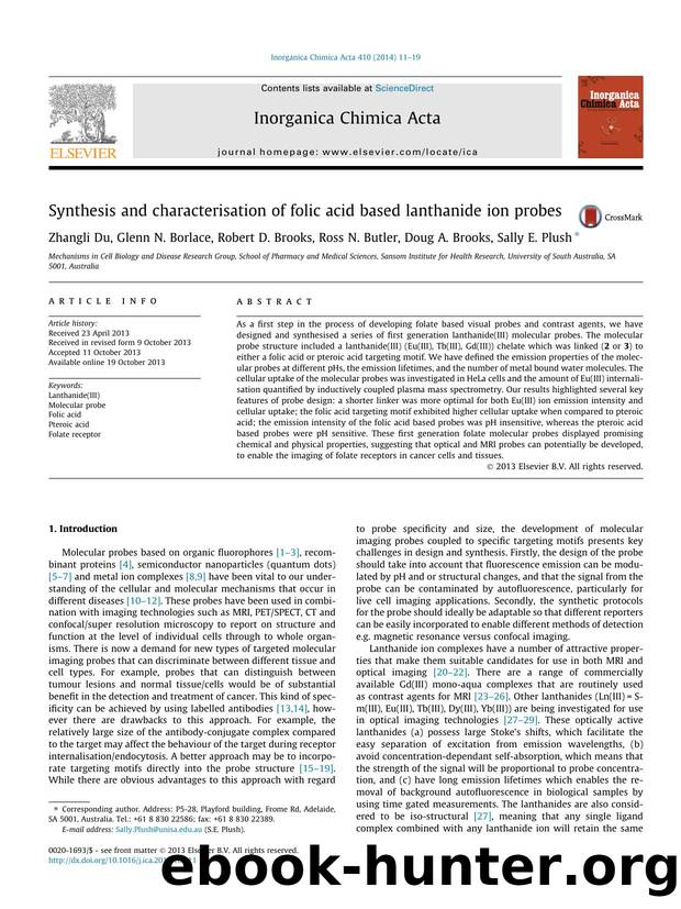 Synthesis and characterisation of folic acid based lanthanide ion probes by Zhangli Du & Glenn N. Borlace & Robert D. Brooks & Ross N. Butler & Doug A. Brooks & Sally E. Plush