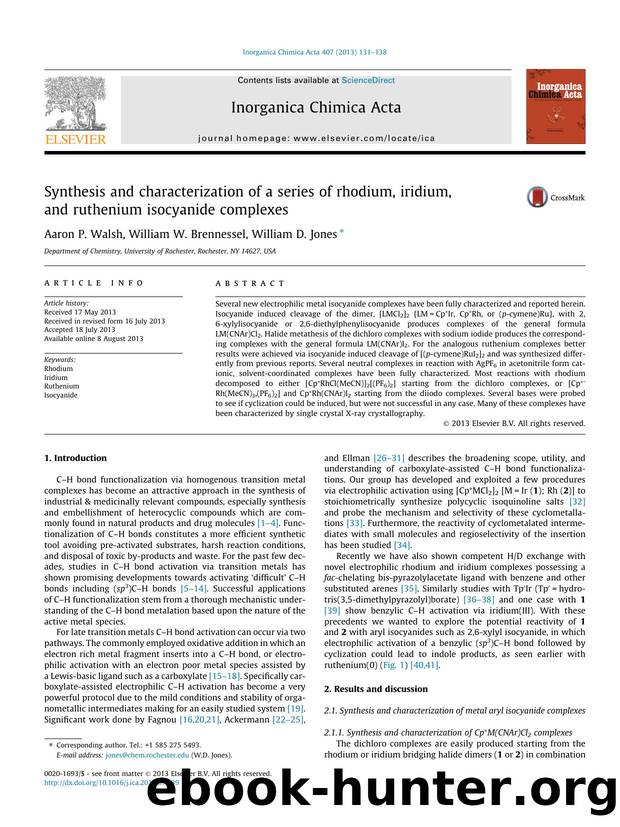 Synthesis and characterization of a series of rhodium, iridium, and ruthenium isocyanide complexes by Aaron P. Walsh & William W. Brennessel & William D. Jones