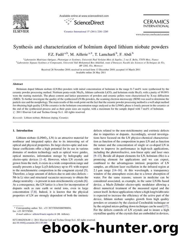 Synthesis and characterization of holmium doped lithium niobate powders by F.Z. Fadil