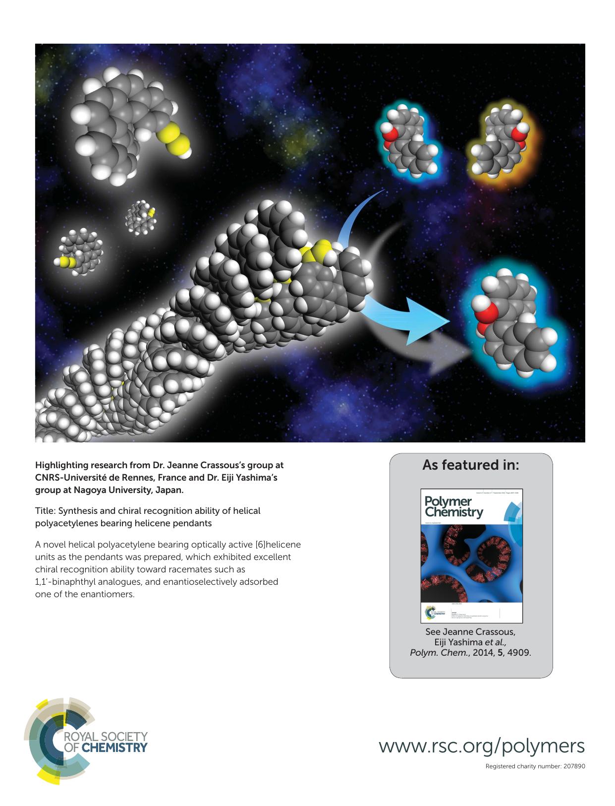 Synthesis and chiral recognition ability of helical polyacetylenes bearing helicene pendants by unknow
