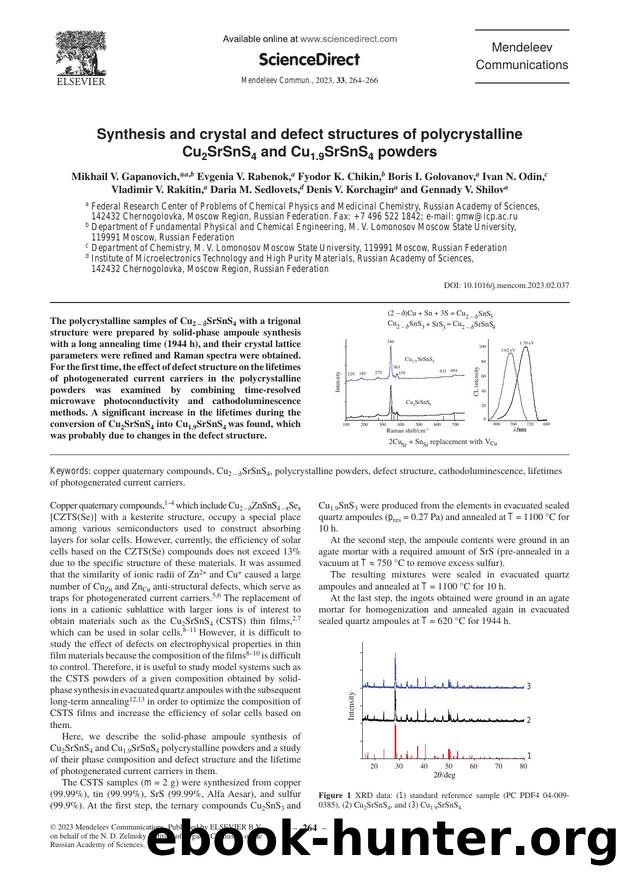 Synthesis and crystal and defect structures of polycrystalline Cu2SrSnS4 and Cu1.9SrSnS4 powders by unknow