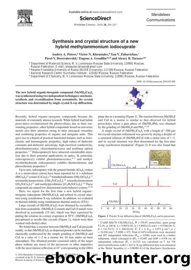 Synthesis and crystal structure of a new hybrid methylammonium iodocuprate by unknow