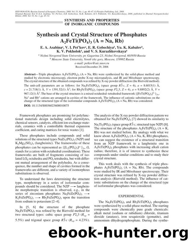 Synthesis and crystal structure of phosphates A<Subscript>2<Subscript>FeTi(PO<Subscript>4<Subscript>)<Subscript>3<Subscript> (A = Na, Rb) by Unknown