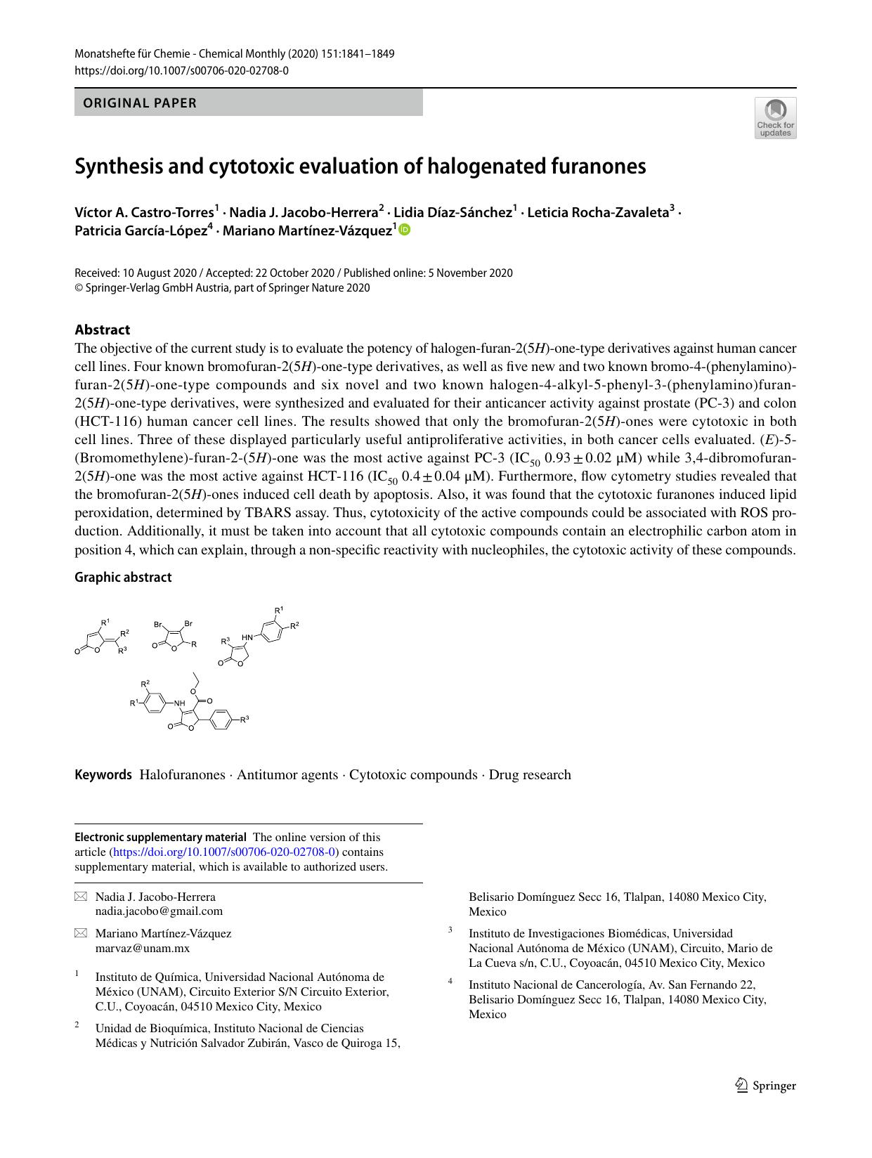 Synthesis and cytotoxic evaluation of halogenated furanones by unknow