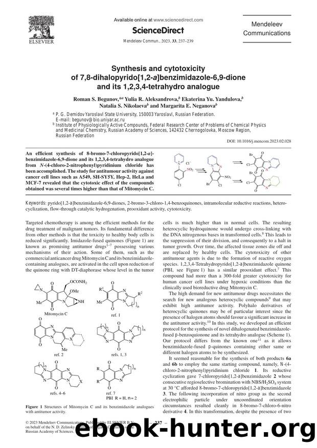 Synthesis and cytotoxicity of 7,8-dihalopyrido[1,2-a]benzimidazole-6,9-dione and its 1,2,3,4-tetrahydro analogue by unknow