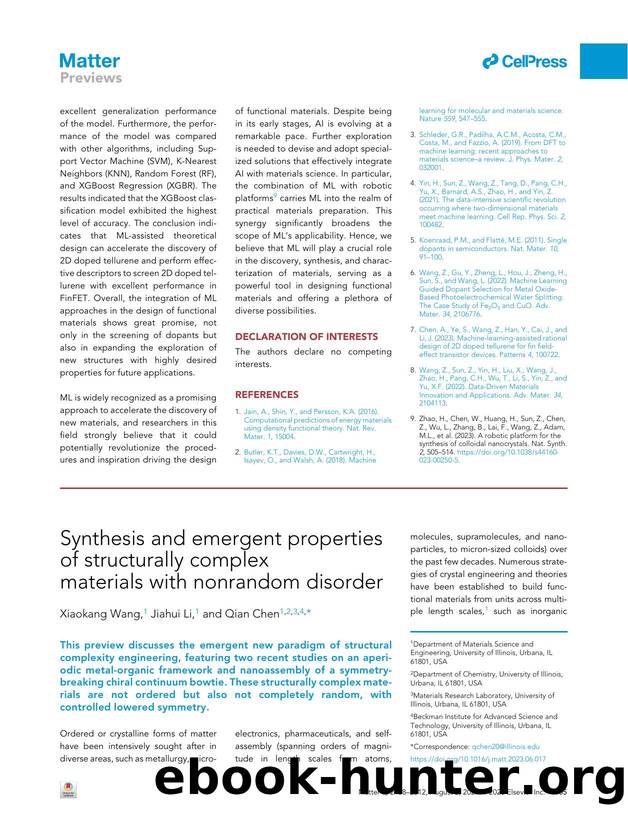 Synthesis and emergent properties of structurally complex materials with nonrandom disorder by Xiaokang Wang & Jiahui Li & Qian Chen