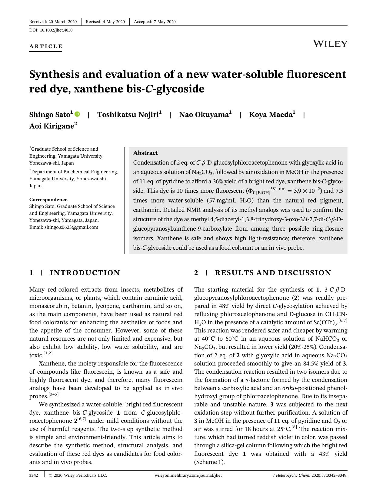 Synthesis and evaluation of a new water-soluble fluorescent red dye, xanthene bis-C-glycoside by Unknown