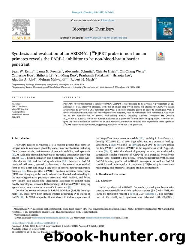 Synthesis and evaluation of an AZD2461 [18F]PET probe in non-human primates reveals the PARP-1 inhibitor to be non-blood-brain barrier penetrant by unknow