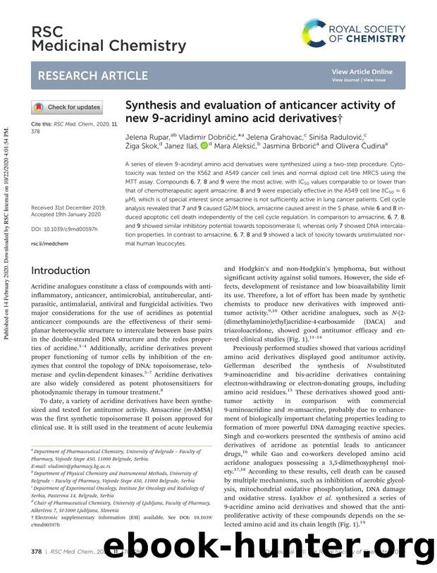Synthesis and evaluation of anticancer activity of new 9-acridinyl amino acid derivatives by unknow
