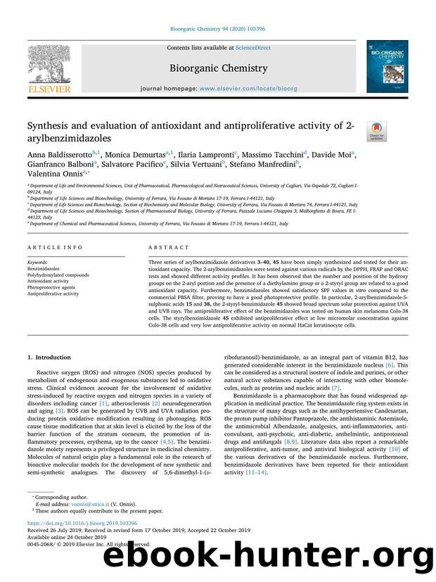 Synthesis and evaluation of antioxidant and antiproliferative activity of 2-arylbenzimidazoles by unknow