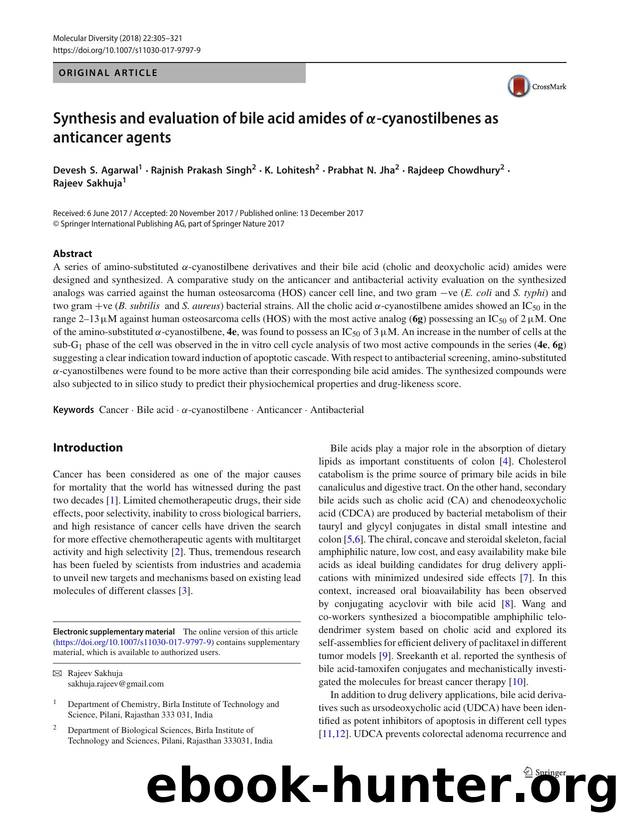 Synthesis and evaluation of bile acid amides of -cyanostilbenes as anticancer agents by unknow