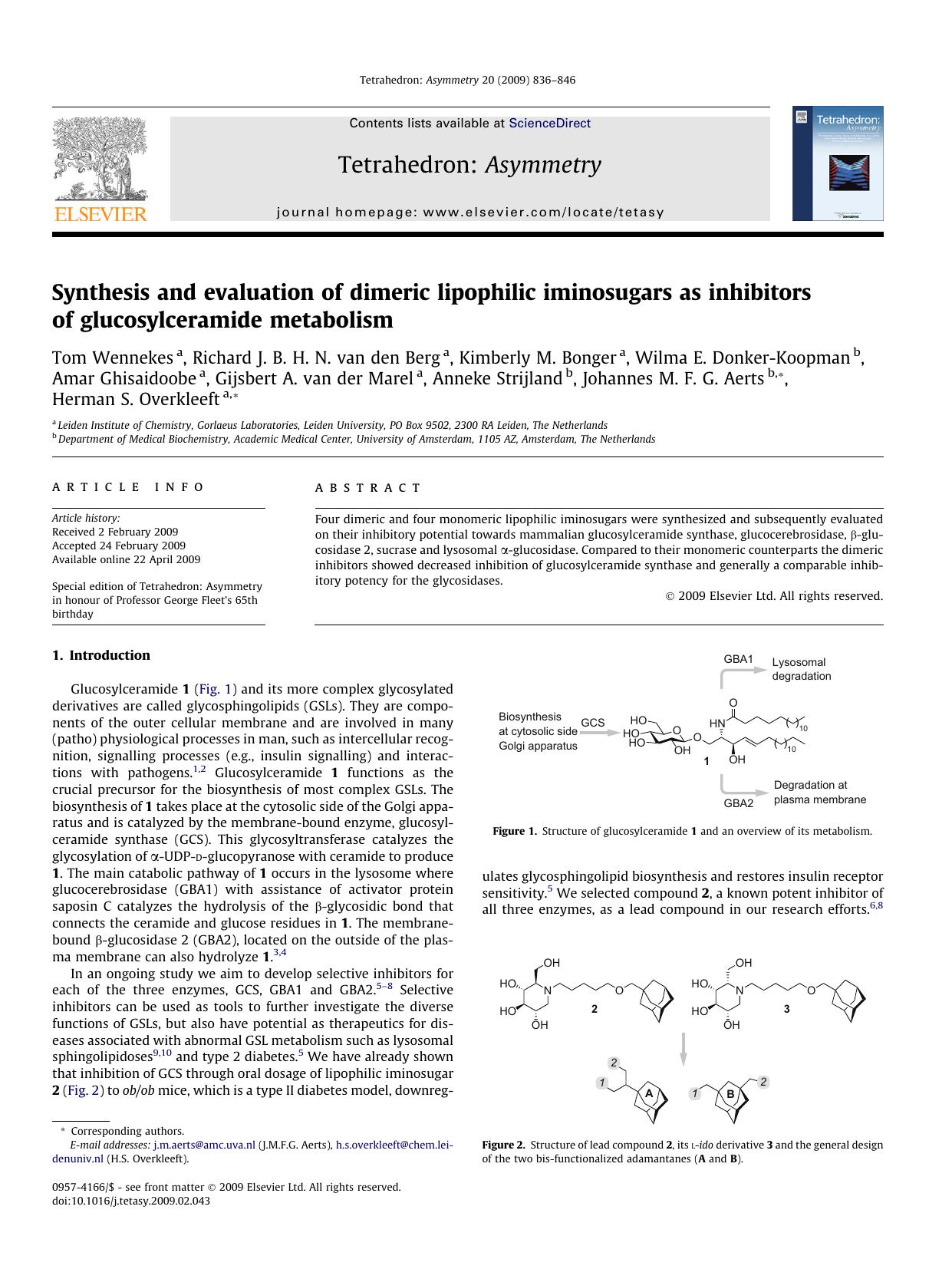 Synthesis and evaluation of dimeric lipophilic iminosugars as inhibitors of glucosylceramide metabolism by unknow