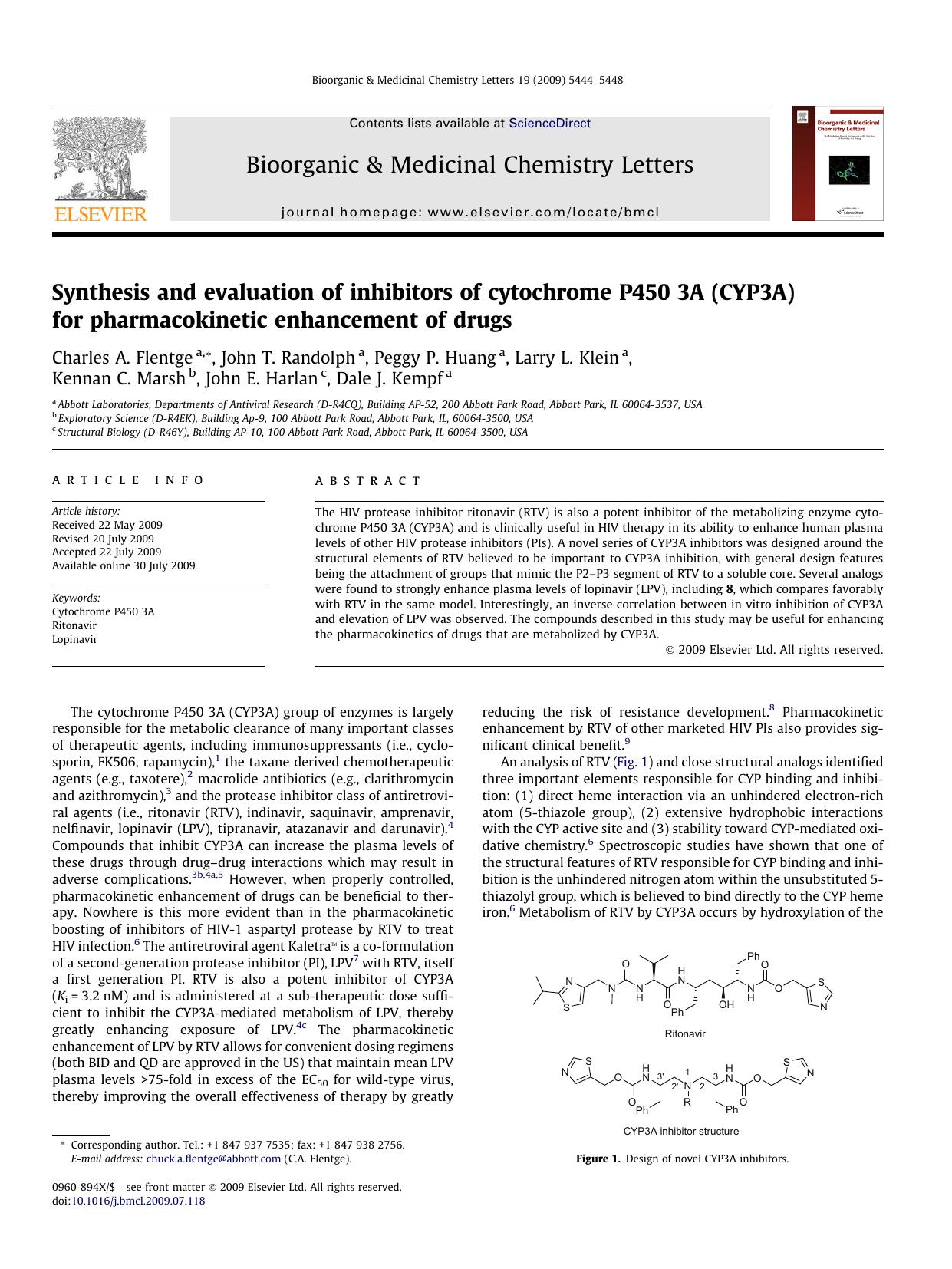 Synthesis and evaluation of inhibitors of cytochrome P450 3A (CYP3A) for pharmacokinetic enhancement of drugs by unknow