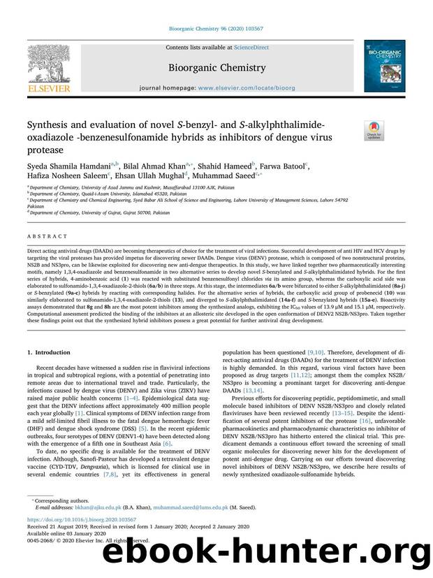 Synthesis and evaluation of novel S-benzyl- and S-alkylphthalimide- oxadiazole -benzenesulfonamide hybrids as inhibitors of dengue virus protease by unknow