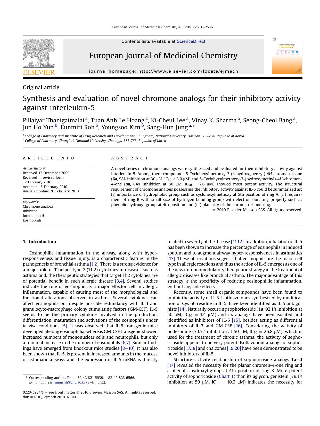Synthesis and evaluation of novel chromone analogs for their inhibitory activity against interleukin-5 by unknow
