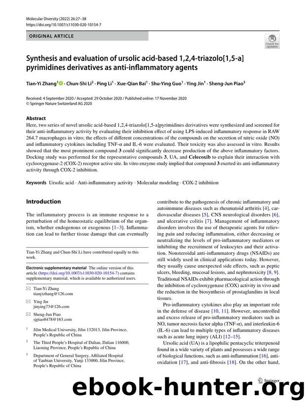 Synthesis and evaluation of ursolic acid-based 1,2,4-triazolo[1,5-a]pyrimidines derivatives as anti-inflammatory agents by unknow
