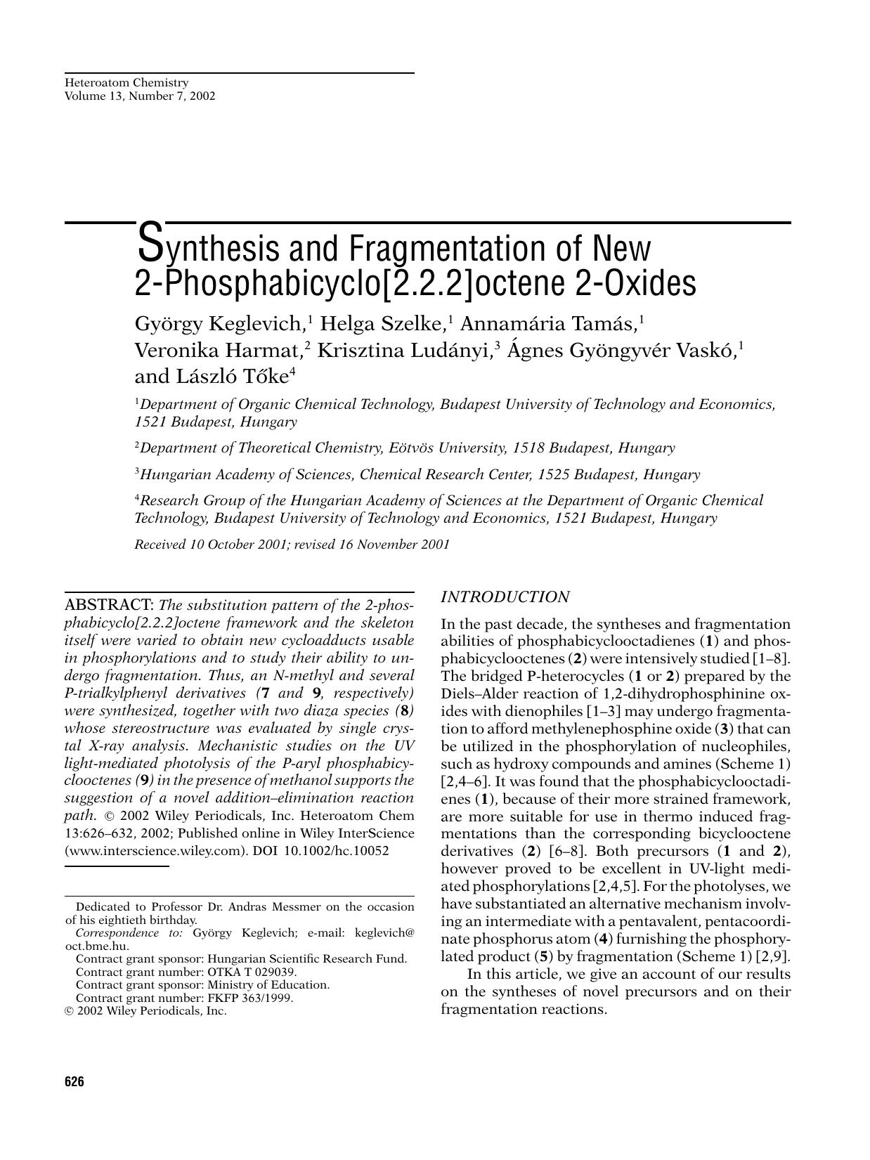 Synthesis and fragmentation of new 2-phosphabicyclo[2.2.2]octene 2-oxides by pinnacle