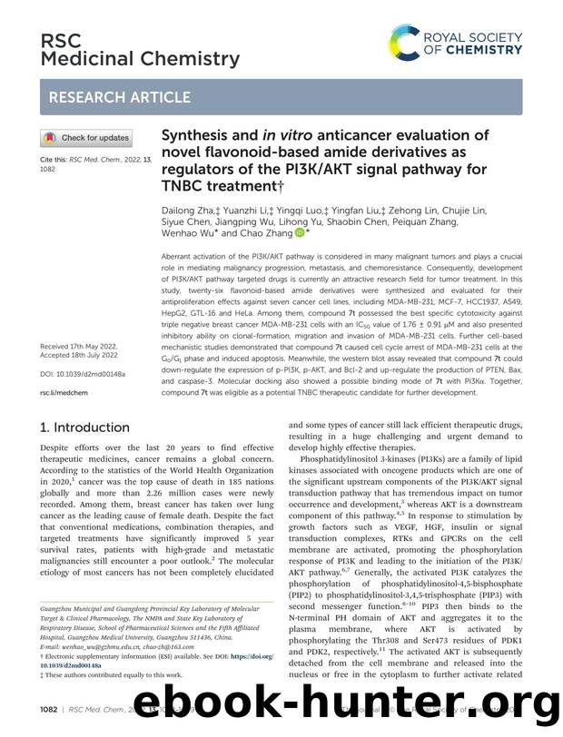 Synthesis and in vitro anticancer evaluation of novel flavonoid-based amide derivatives as regulators of the PI3KAKT signal pathway for TNBC treatment by unknow