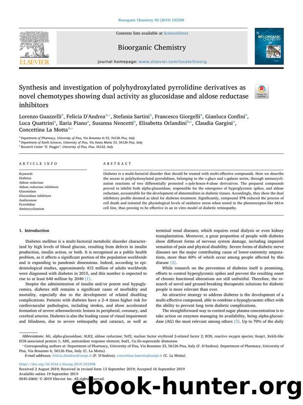 Synthesis and investigation of polyhydroxylated pyrrolidine derivatives as novel chemotypes showing dual activity as glucosidase and aldose reductase inhibitors by unknow