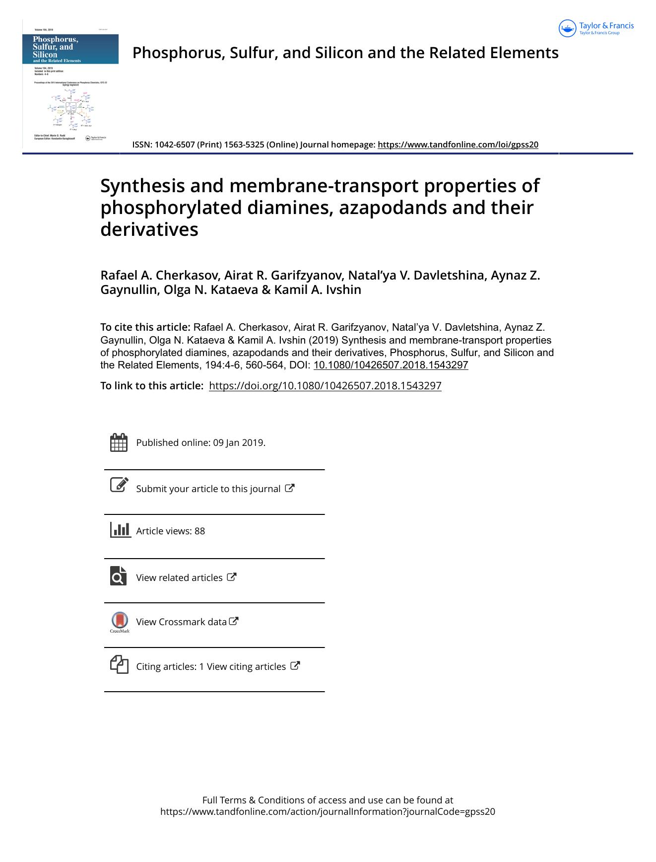 Synthesis and membrane-transport properties of phosphorylated diamines, azapodands and their derivatives by unknow