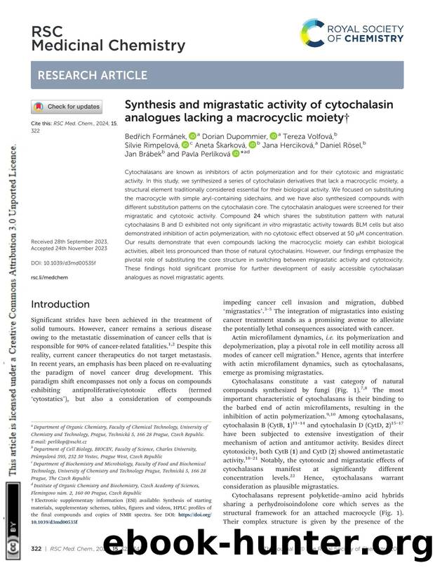 Synthesis and migrastatic activity of cytochalasin analogues lacking a macrocyclic moiety by unknow