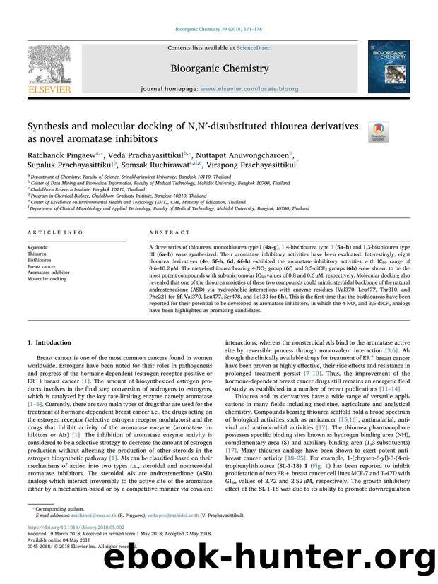 Synthesis and molecular docking of N,Nâ²-disubstituted thiourea derivatives as novel aromatase inhibitors by unknow
