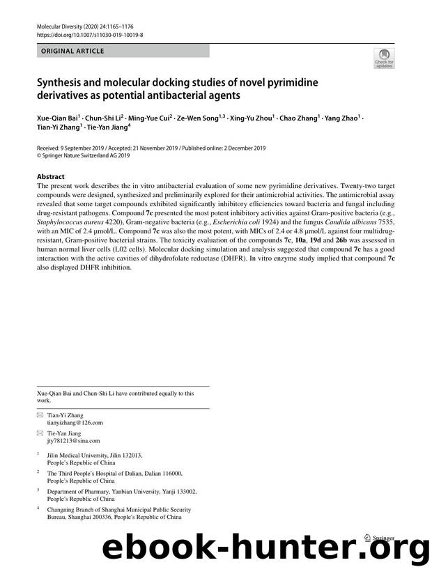 Synthesis and molecular docking studies of novel pyrimidine derivatives as potential antibacterial agents by unknow