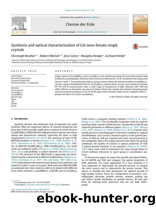 Synthesis and optical characterization of Gd-neso-borate single crystals by Christoph Reuther & Robert Möckel & Jens Götze & Margitta Hengst & Gerhard Heide