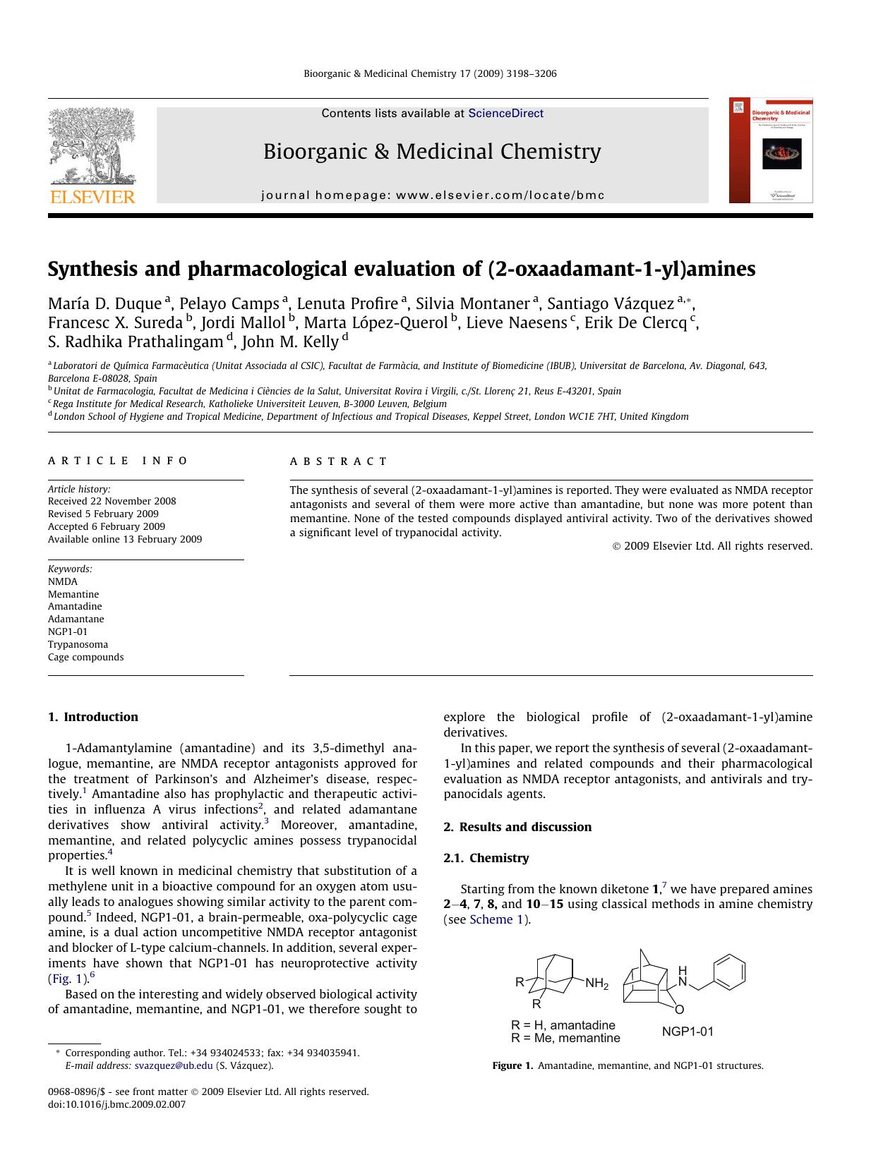 Synthesis and pharmacological evaluation of (2-oxaadamant-1-yl)amines by unknow
