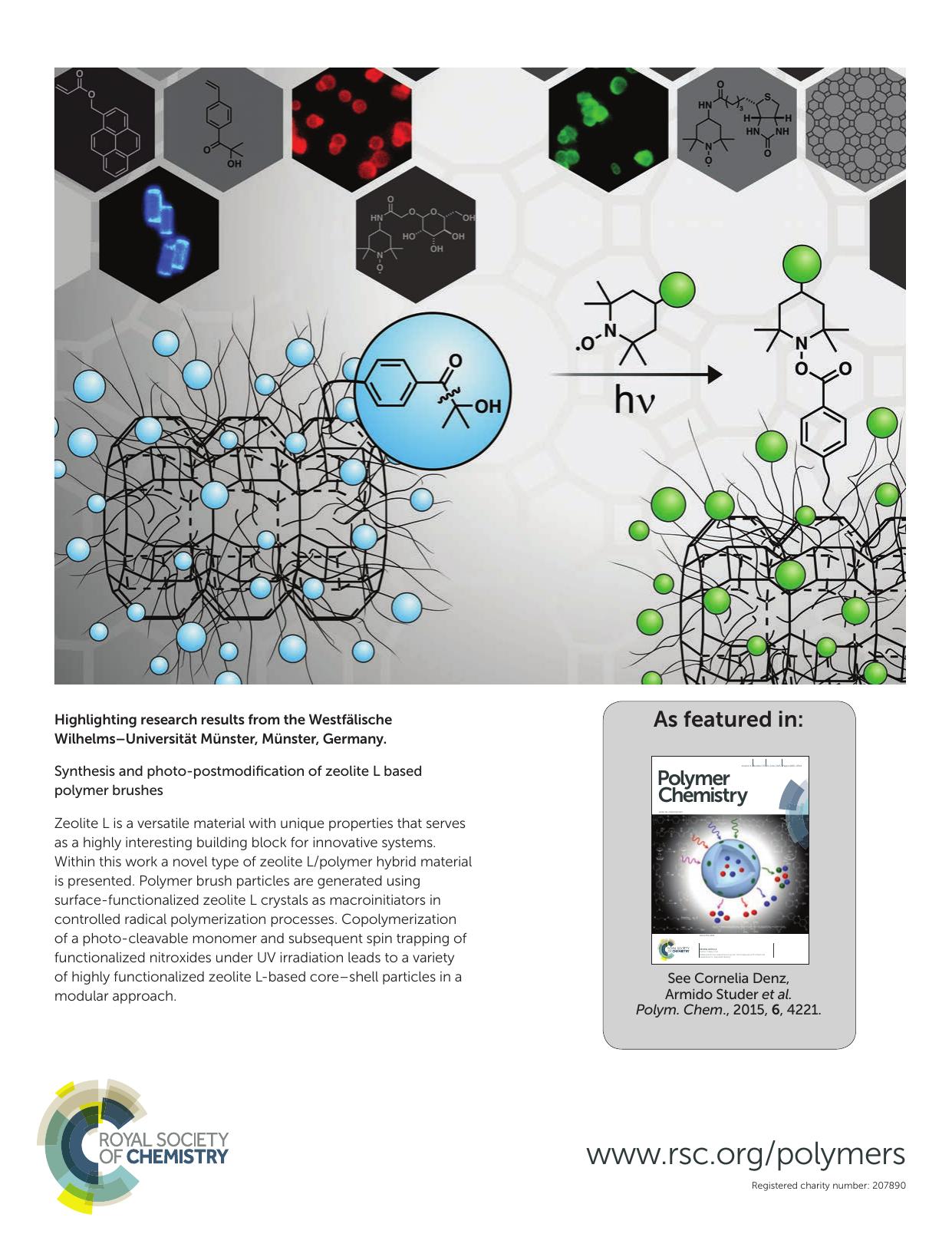 Synthesis and photo-postmodification of zeolite L based polymer brushes by Tim Buscher Álvaro Barroso Cornelia Denz Armido Studer